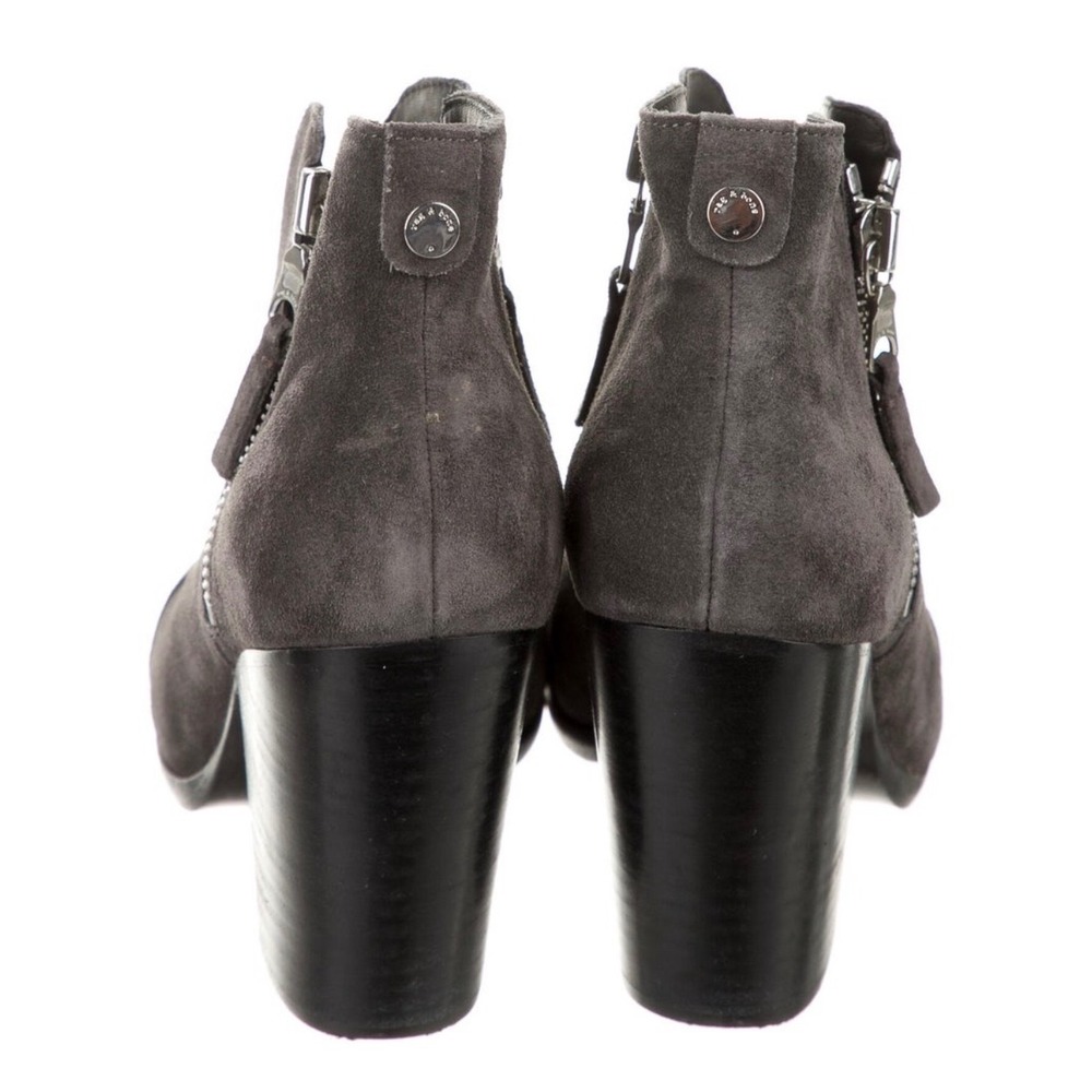 Rag & Bone Bootie Margot Suede Ankle Boots Double Zipper Block Heel Womens 38.5 - Picture 9 of 14